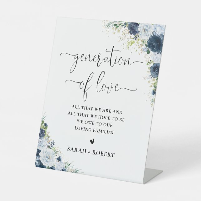 Blue Navy Floral Generation of Love Sign (Front)