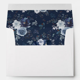 Blue & Navy Floral - Navy Blue Envelope