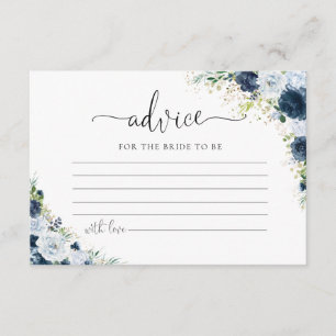 Blue Navy Floral Wedding Advice Enclosure Card