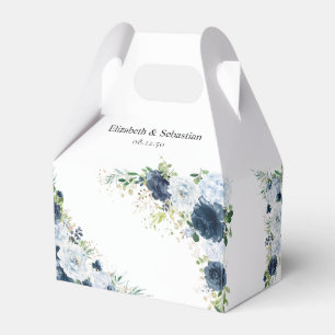 Blue Navy Floral Wedding Favour Box