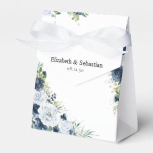 Blue Navy Floral Wedding Favour Box