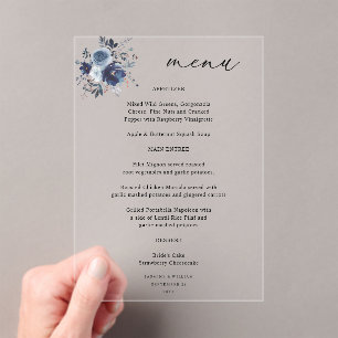 Blue & Navy Floral Wedding Program Acrylic
