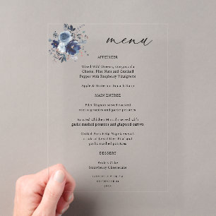 Blue & Navy Floral Wedding Programme Acrylique