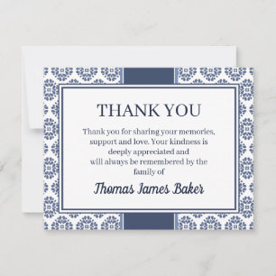 Blue navy Funeral Note Card Flat Bereavement Note