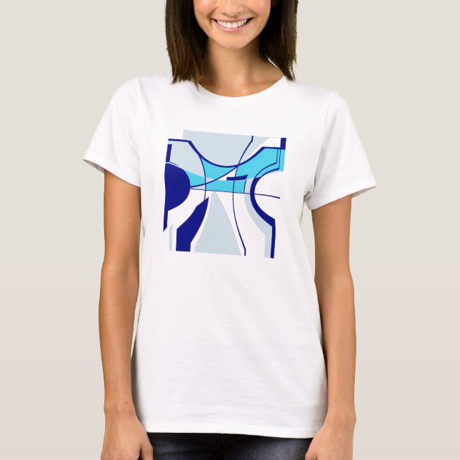 Blue Navy Grey MCM-inspired Abstract Design T-Shirt (Front)