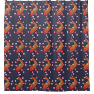 Blue Navy koi poisson Douche rideau