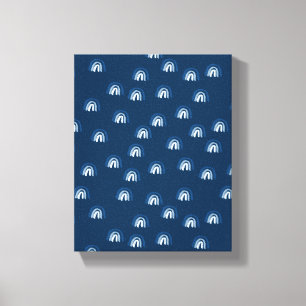 Blue Navy Monochromatic Pattern Rainbow Retro Canvas Print