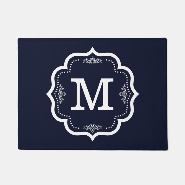 Blue Navy   Monogram Doormat (Front)