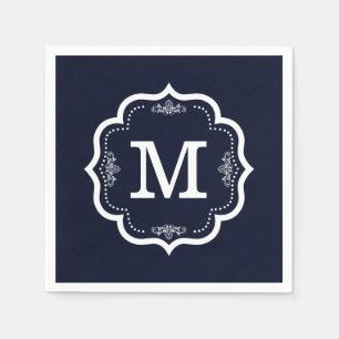 Blue Navy Monogram Napkin