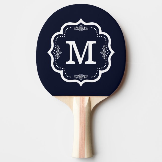 Blue Navy  Monogram Ping Pong Paddle (Front)