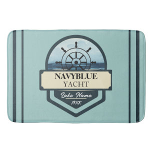 Blue Navy Nautical Anchor yacht club boat marina  Bath Mat