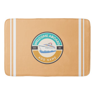 Blue navy Nautical Anchor yacht club boat marina  Bath Mat