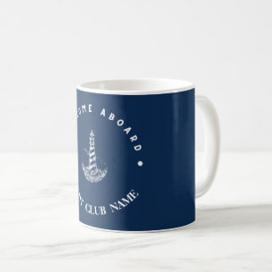 Blue Navy Nautical Anchor yacht club boat marina  Coffee Mug