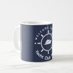 Blue Navy Nautical Anchor yacht club boat marina  Coffee Mug