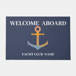 Blue navy Nautical Anchor yacht club boat marina Doormat