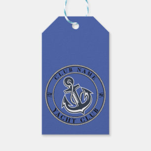 Blue navy Nautical Anchor yacht club boat marina Gift Tags