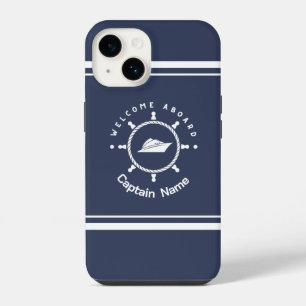 Blue Navy Nautical Anchor yacht club boat marina iPhone 14 Case