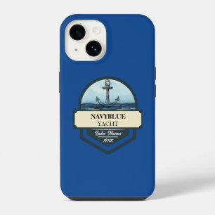 Blue Navy Nautical Anchor yacht club boat marina iPhone 14 Case