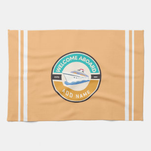 Blue navy Nautical Anchor yacht club boat marina  Kitchen Towel