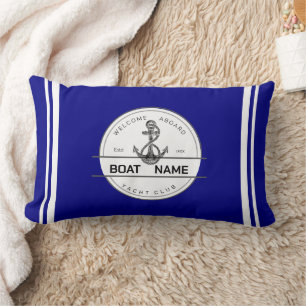Blue navy Nautical Anchor yacht club boat marina  Lumbar Pillow