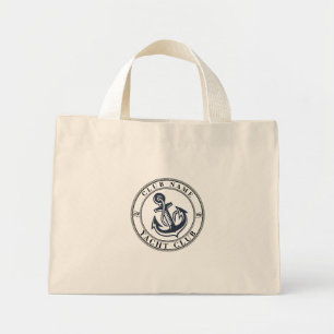 Blue navy Nautical Anchor yacht club boat marina Mini Tote Bag