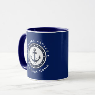 Blue Navy Nautical Anchor yacht club boat marina Mug
