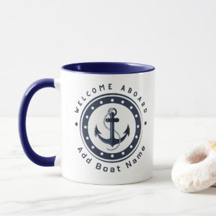 Blue Navy Nautical Anchor yacht club boat marina  Mug