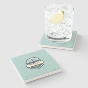 Blue Navy Nautical Anchor yacht club boat marina  Stone Coaster