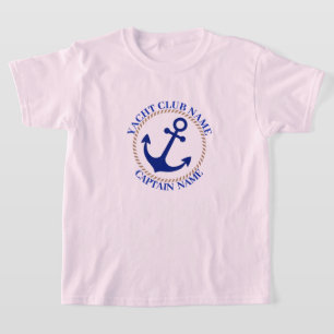 Blue navy Nautical Anchor yacht club boat marina T-Shirt