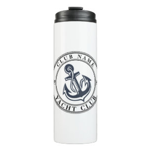 Blue navy Nautical Anchor yacht club boat marina Thermal Tumbler