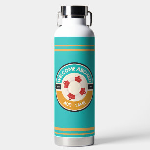 Blue navy Nautical Anchor yacht club boat marina  Water Bottle