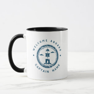 Blue Navy Nautical Anchor yacht club boat Retro Na Mug