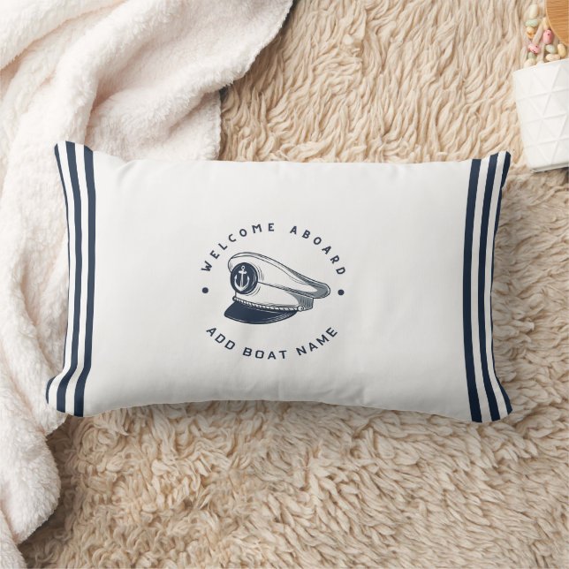 Blue Navy Nautical Anchor yacht club boat sailing  Lumbar Pillow (Blanket)