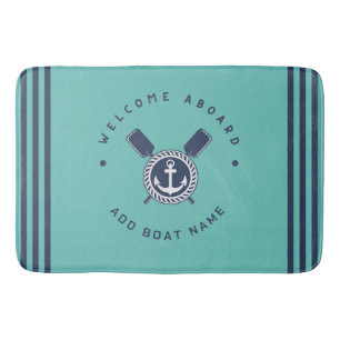 Blue Navy Nautical Anchor yacht club boat team Nam Bath Mat