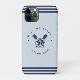 Blue Navy Nautical Anchor yacht club boat team Nam iPhone 11 Pro Case