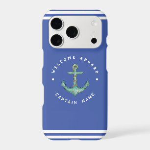 Blue Navy Nautical Anchor yacht club Retro sailing