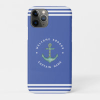 Blue Navy Nautical Anchor yacht club Retro sailing
