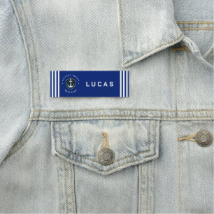 Blue Navy Nautical Anchor yacht club sailing Name  Tag