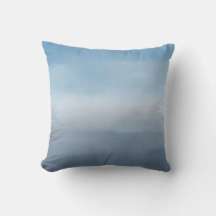 Blue Navy Ombre Watercolor Throw Pillow