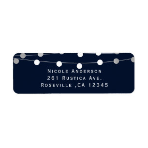 Blue Navy String Lights Modern Wedding Invitation