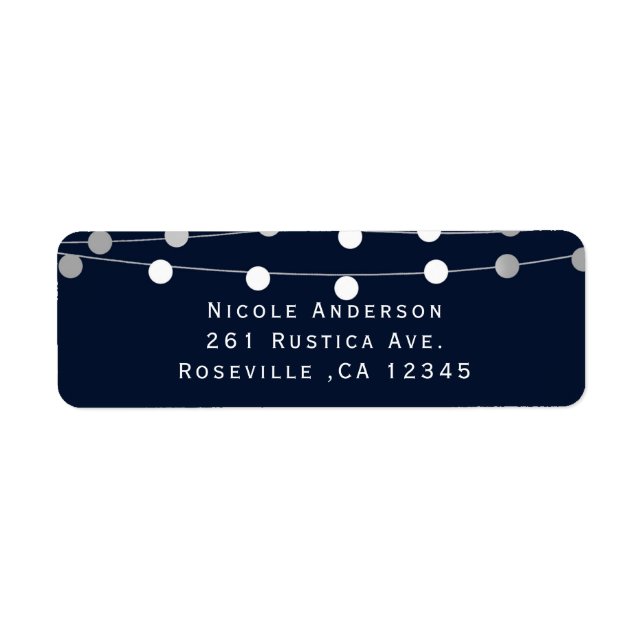 Blue Navy String Lights Modern Wedding Invitation (Front)
