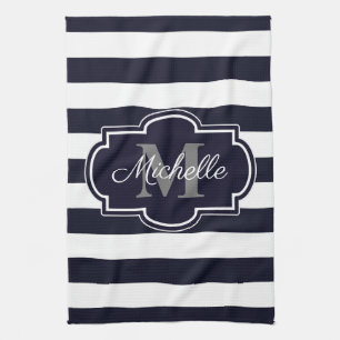 Blue Navy Stripes Pattern Kitchen Towel