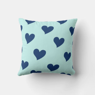 Blue Navy Sweet Cozy Modern Romantic Chic Heart Throw Pillow
