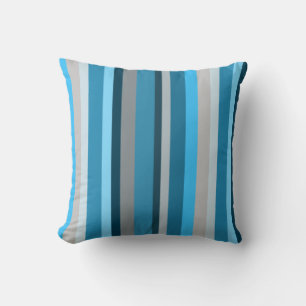 Blue Navy Tan Vertical Striped Throw Pillow
