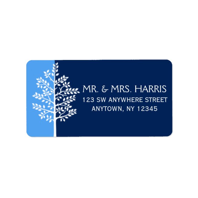 Blue Navy Tree of Life Bar Mitzvah Label (Front)
