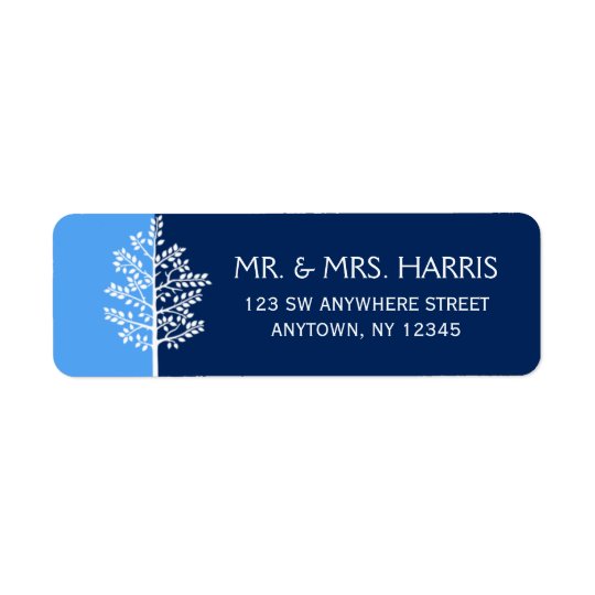 Blue Navy Tree of Life Bar Mitzvah Return Address Label