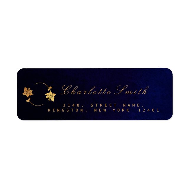 Blue Navy Velvet Golden Foil Retourner l'adresse É (Devant)