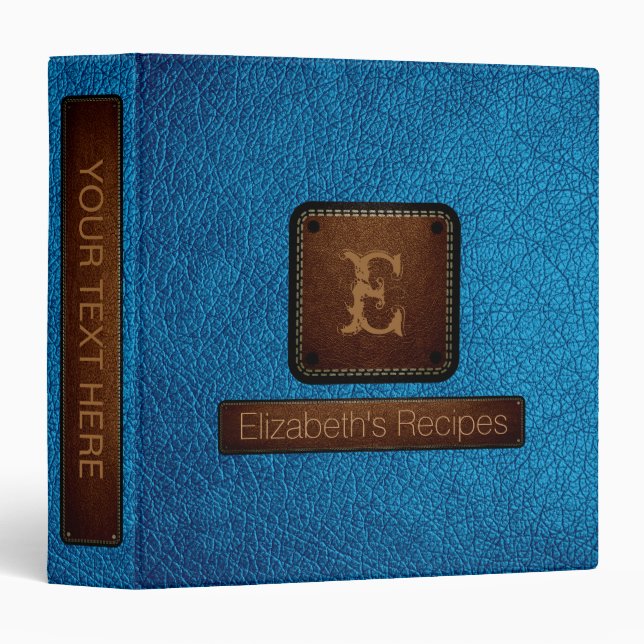 Blue (NCS) Leather Elegant Monogram Binder (Front/Spine)