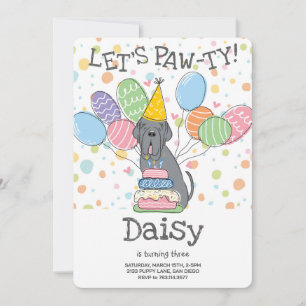 Blue Neapolitan Mastiff Dog Birthday  Invitation