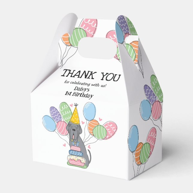 Blue Neapolitan Mastiff Dog Thank You Favor Box (Front Side)
